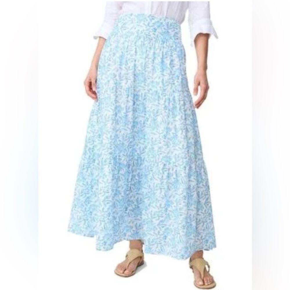 J. McLaughlin Ophelia Cotton Voile Floral Print Tiered Ruffle Maxi Skirt Size S - Picture 3 of 5